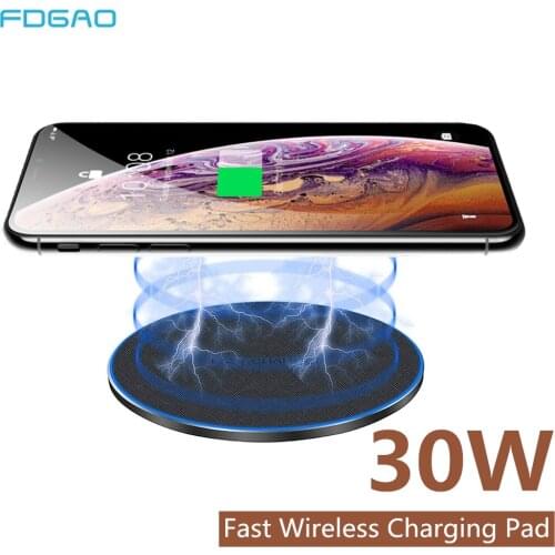 FDGAO 30W Quick Qi Induction Wireless Charger For iPhone 12 11 XR XS X 8 Plus Samsung S21 S20 S10 Xiaomi Mi 11 Fast Charging Pad