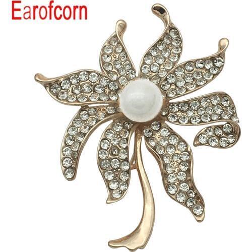 Earofcorn Liege Pearl Maple Leaf Flowers Rhinestone Brooches Male Female Kinds Clothing Accessories Brooches