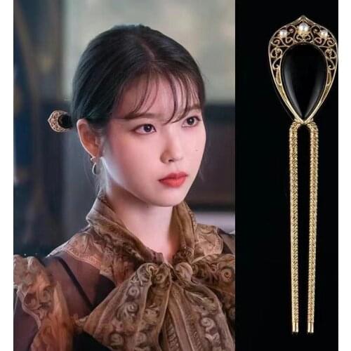Black Vintage hair sticks hairclip for women women DEL LUNA Hotel decoration Korean Fashion Hairpin IU Lee Ji Eun tv drama