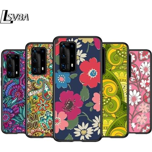Black Cover Datura flower for Huawei P40 P30 P20 P10 P9 P8 Pro Lite 4G 5G 2019 2017 Plus Mini Phone Case