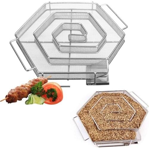 Cold Smoke Generator BBQ Accessories Steel Barbecue Grill Cooking Tool Smoker Salmon Bacon Fish Mini Apple Wood Chip Smoking Box