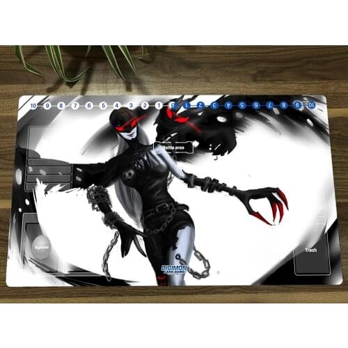 Anime Digimon Playmat LadyDevimon Trading Card Game Mat DTCG CCG Mat Mouse Pad Mice Desk Mat Gaming Play Mat & Card Zones Bag