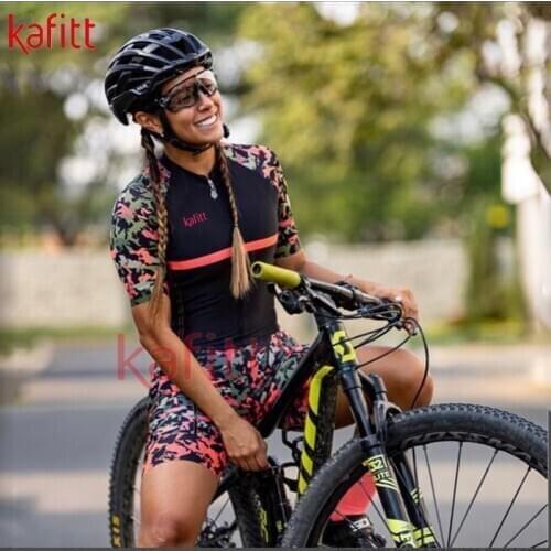 KAFITT Short-sleeved cycling wear suit bicycle clothing breathable ladies mountain bike shirt bib shorts roupa ciclismo feminina