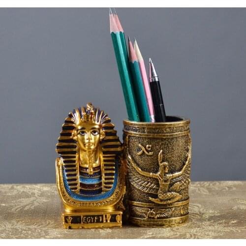 EGYPTIAN STYLE PHARAOHS PENCIL VASE TUTANKHAMUN PENHOLDER STATUE&SCULPTURE RESIN ART&CRAFT HOME DESKTOP DECORATION OFFICE R271
