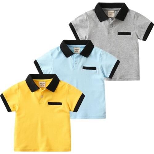 Summer Baby Boys Casual Short Sleeve Turn-down Collar Infant 4 Colors Pure Cotton Soft Outfit Pullover Tops For Kids