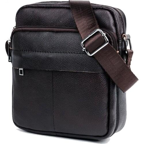 Crossbody leather mens one-shoulder durable waterproof mens single bag sports leisure cowhide wallet