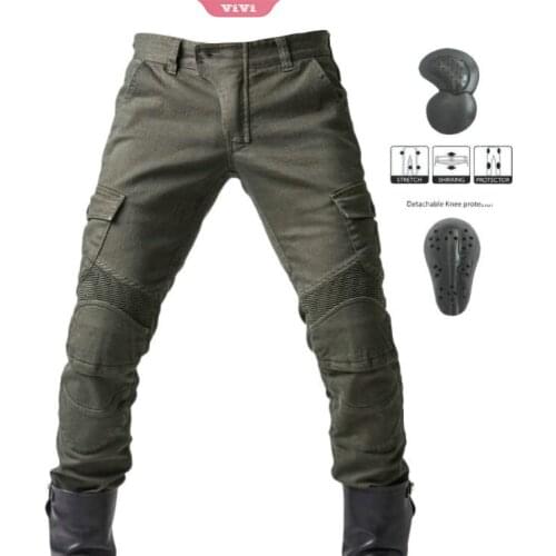 Mens Motorcycle Riding Jeans Four Seasons Racing Stretch Jeans Slim Mesh Ventilation With Knee Pads