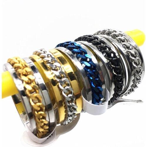 MIXMAX 30pcs spinner Ring Mens Womens stainless steel chain 5 color mixed elegant decoration finger ring luxury Jewelry