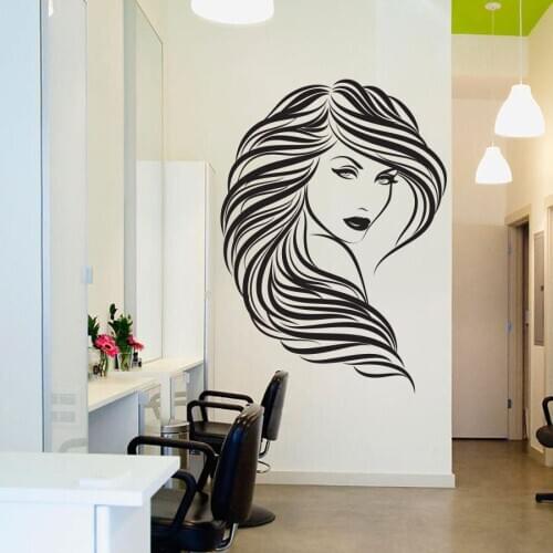 Wall Decal Beauty Salon Sexy Girl Face Vinyl Wall Sticker Home Decor Hairdresser Hairstyle Wall Sticker Barbershop 3D Decor 2979