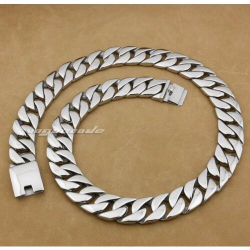LINSION Unique 18" ~ 36" Huge & Heavy 316L Stainless Steel Mens Biker Rocker Punk Necklace 5D001N