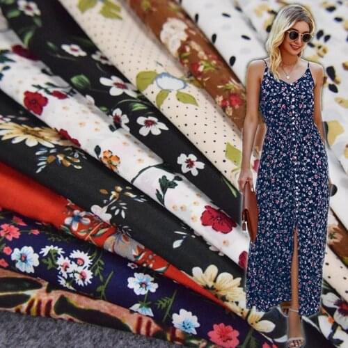 Half Meter Flower Print High Grade Elastic Chiffon Fabric For Dress Cheongsam Spring Summer Ladys Garment Children Cloth T1568