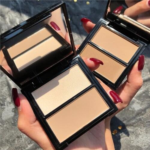 Arrive Double Color Face Highlighter Bronzer Powder Palette Contouring Highlighters Bronzer Makeup Powder For Face Cosmetics