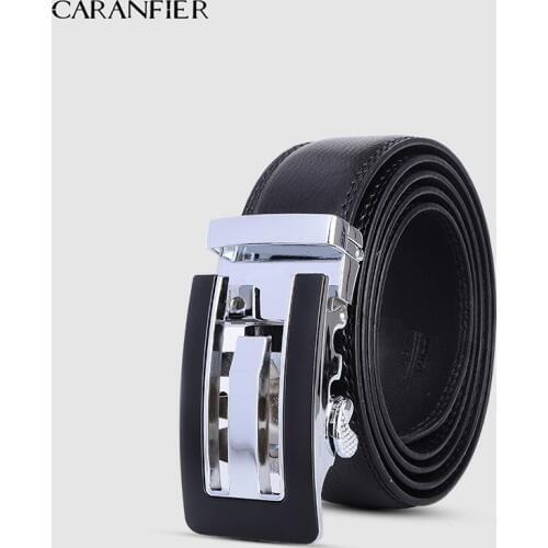 CARANFIER Genuine Leather belts for men Automatic Buckle Fashion business real Leather belt trousers 30 32 34 36 38 40 42 44