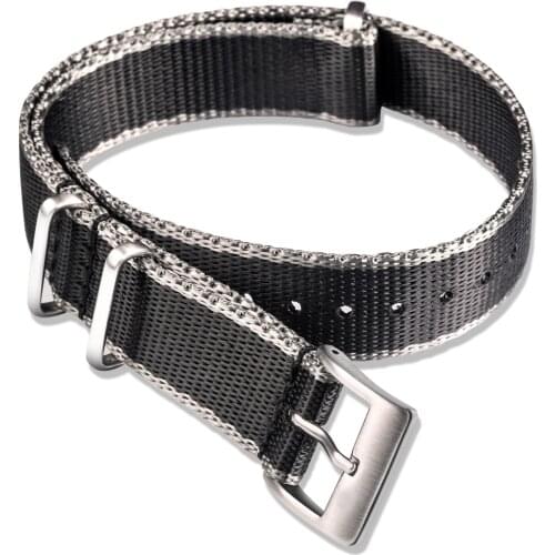 Nato Straps Grey Grey Nylon Watch Band One piece Replace Seatbelt Watch Straps For Men or Women Watch 18mm 20mm 22mm 24mm