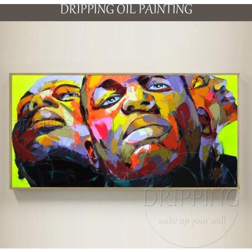 Artist Hand-painted High Quality Modern Abstract Figures Oil Painting on Canvas 3 Black Man Portraits Oil Painting for Wall Art