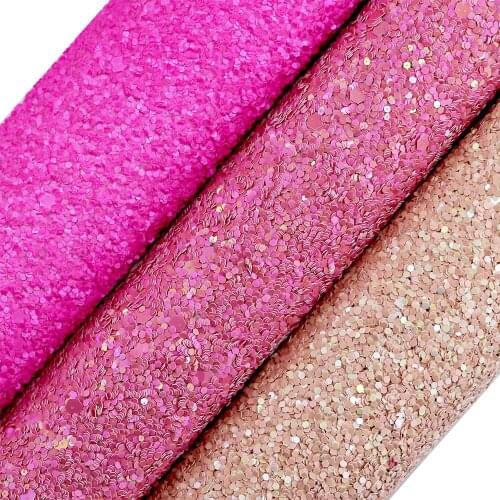 30x134cm Pink Red Chunky Glitter Fabric Leather With Twill Backing Roll For Hair Bows Shoes Bags Decoration DIY Material AY003