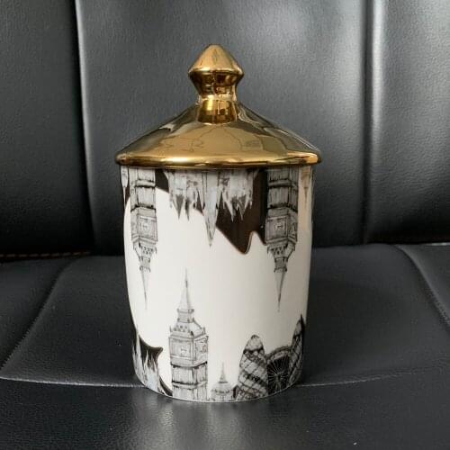 World Architecture Elizabeth Tower Big Ben Style Incense Candle Holder with Gold Lid Home Decoration Candleabra Storage Bin Box