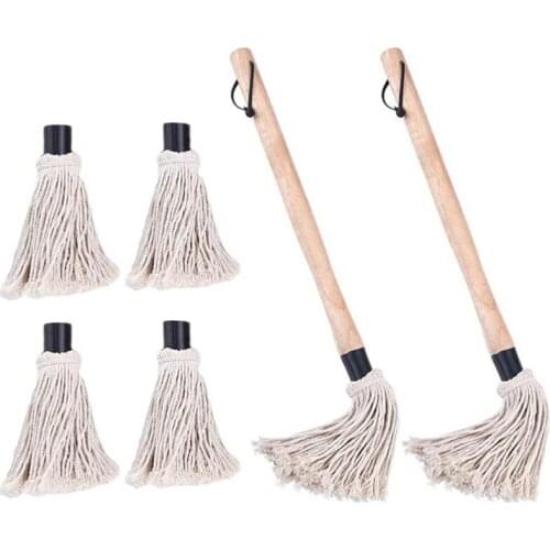 Grill Mop Brush BBQ Grill Brush Wood Sauce Mop Brush Long Handle Barbeque Mopping Brush Basting Brush for Grilling,Wings