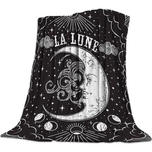 Bedroom Warm Blankets Moon Starry Black Sofa Throw Blankets Childrens Baby Soft Blankets Airplane Portable Blanket