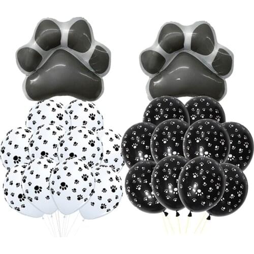 11pcs/set Lets Pawty Balloons Lets Pawty Supplies Foot Paws Prints Ballon Puppy Black White Pet Dog Birthday Party Decorations