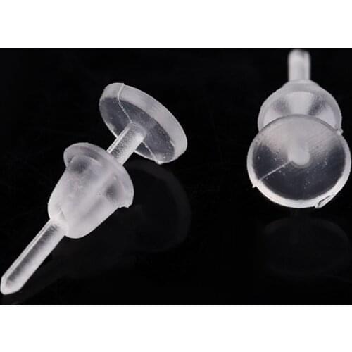 XINYAO 200Pcs/Lot Diameter 3mm 5mm Transparent Plastic Flat Pin Earrings Stud Plastic Ear Plugs for Jewelry Making Accessories