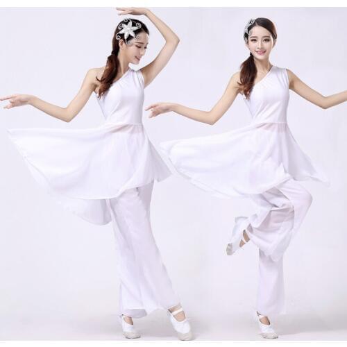 Classical dance performance modern dance skirt Han element youth dance white elegant dress + pants