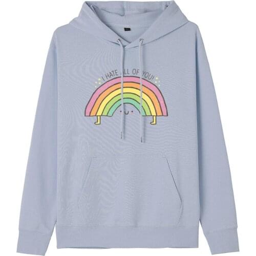 Womens Funny Hoodies Rainbow Symbol Autumn Winter Thicked Fleece Long Sleeve Hooded Sweatshirts Fashion Unisex Casual Hoodie
