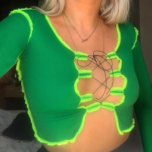 Women Sexy T-shirts Hollow Out Crop Tops Long Sleeve Autumn Streetwear Harajuke Female Clothing Y2K Ropa Mujer Tshirt