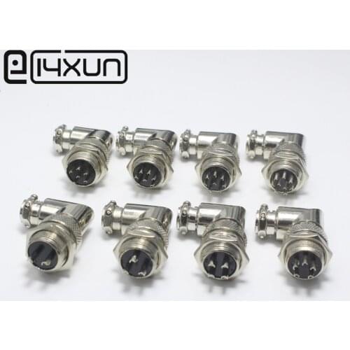 1Set GX16 90 Degree Right Angle XLR 16mm Elbow 2 3 4 5 6 7 8 9 Pin Female Plug Male Chassis Mount Socket Aviation Connector