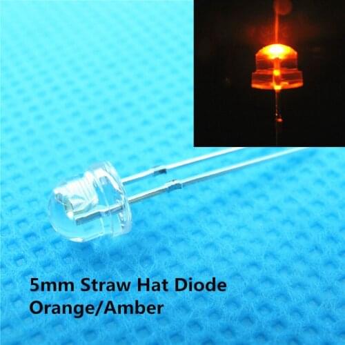 1000pcs orange 5mm Straw Hat Led Urtal Bright Wide Angle Led Lamp Light Bulb 5MM Emitting Diodes Active Components