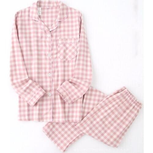 2 Pcs/Sets Spring Cotton Women Pajamas Set Sleepwear Autumn Plus Size Top + Long Pant Sleepwear Girls Pyjama