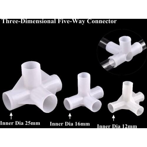 2~10Pcs 12~25mm 5-Way 3D Three-Dimensional Pipe Connector Garden Watering Irrigation DIY Shelf Water Tube Joint Aquarium Adapter
