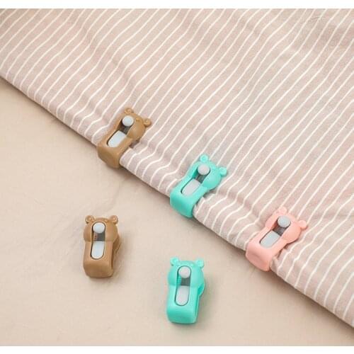 6pcs Bed Sheet Quilt Cover Fixing Buckle Bear-shaped Quilt Retainer Needle-free Anti-Running Double Clip Quilt Fixing Clip