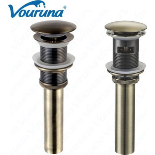 Antique Bronze Pop Up Drain Bathroom Lavatory Sink Push Down Basin Waste Solid Brass Vintage Style