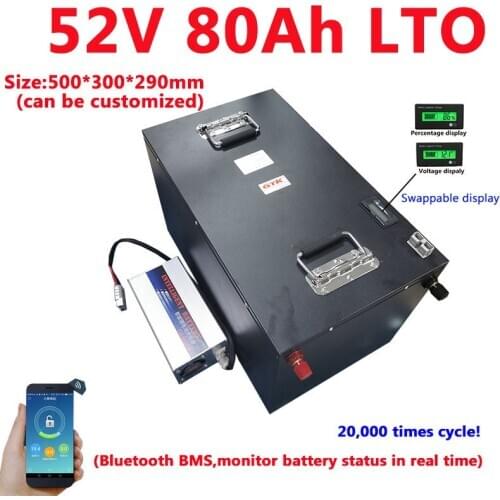 GTK smart 52V 80Ah LTO Lithium Titanate Battery Pack can APP Monitor for 5000w solar energy inverter motorcycle +10A charger