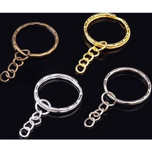 20p 25mm 4-colors Metal plated Keyring Keychain Split Ring with Extension chain Keyfob Key Women Men DIY Key Chains Accessories