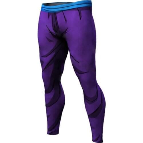 2021 Summer New Compression Mens Pants Trousers Running Fitness Breathable Quick Drying Empty Tight Anime Purple Pants