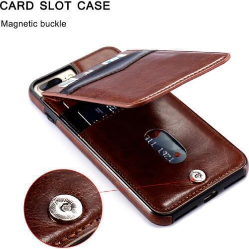 Vertical Flip Card Holder Leather Case For iPhone 6 6S Plus X XR XS Max Retro Cover For iPhone 7 8 Plus Wallet Pouch