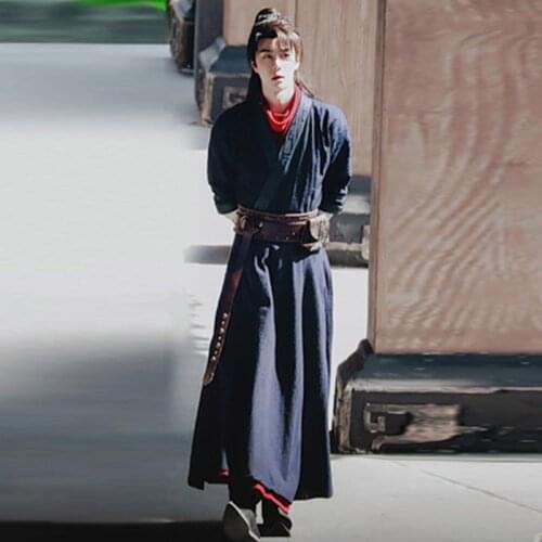 Black Chivalrous Swordsman Clothing Chinese Ancient Dynasty Hanfu Prodigal Hero Cosplay Halloween Costumes Antique Clothes Men