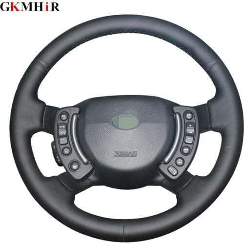 Black Artificial Leather DIY Hand-stitched Car Steering Wheel Cover for Land Rover Range Rover 2003-2012