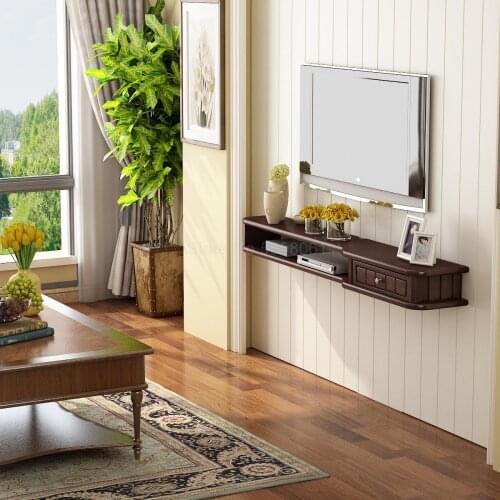 Solid wood TV wall decoration rack wall hanging TV cabinet wall rack TV cabinet combination small apartment TV cabinet
