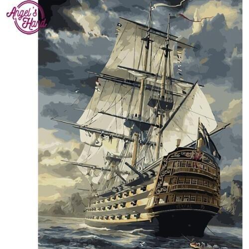 DIY 5D full square Diamond painting Cross Stitch boat in sea landscape diamond embroidery Crafts Rhinestone mosaic home decor