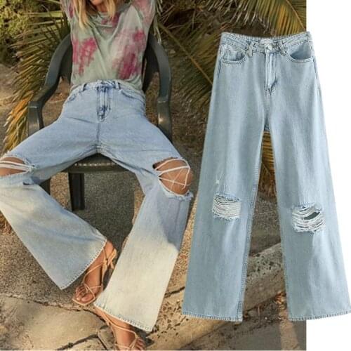 Jenny&Dave Boyfriend Jeans England Loose High Street Vintage Wshed Mom Jeans Woman High Waist Jeans Hole Ripped Jeans For Women