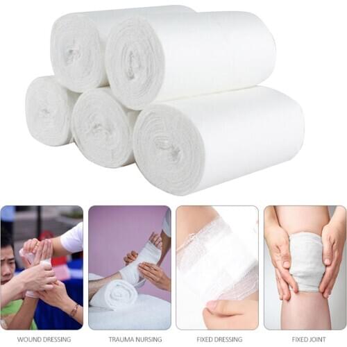 10 Rolls First Aid Bandage Sports Body Gauze Tape Security Protection Emergency Elastic Bandage Injury Protective 6m