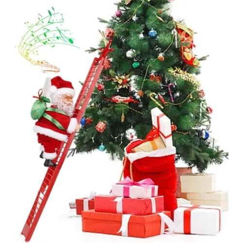 Electric Santa Claus Climbing Rope Ladder Decoration Xmas Wall Ornaments