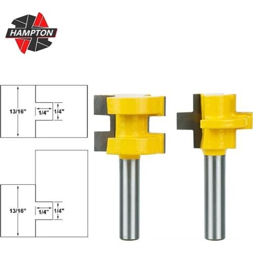 Hampton T-Slot Square Tooth Tenon Milling Cutter 2pcs 8mm Shank Carving Knife Wood Router Bits Woodworking Tools