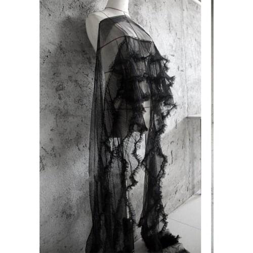 GLace 1Y/Lot 3D mesh pleated white black lace fabric wedding decoration womens dress accessories TX1124