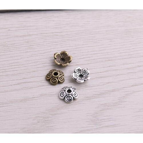 SWEET BELL 200pcs 3*8*8mm Two Color Receptacle Hollow MINI Flower DIY Spaced Jewelry Accessories Charms For Jewelry Making