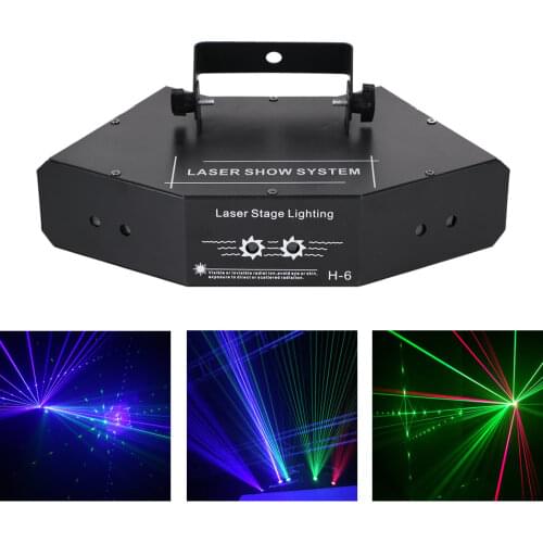 6 Lens RGB 24 Patterns & Dots Matrix Ray Beam Nets Effect Lamp Holiday Party DJ Disco Show Projector DMX Laser Stage Lights B-X6
