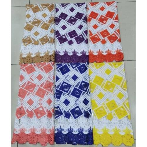 Best Quality African Lace Fabric Gold Swiss Voile Lace High Quality Embroidery French Mesh Lace Fabric Material 5Yards blue (16